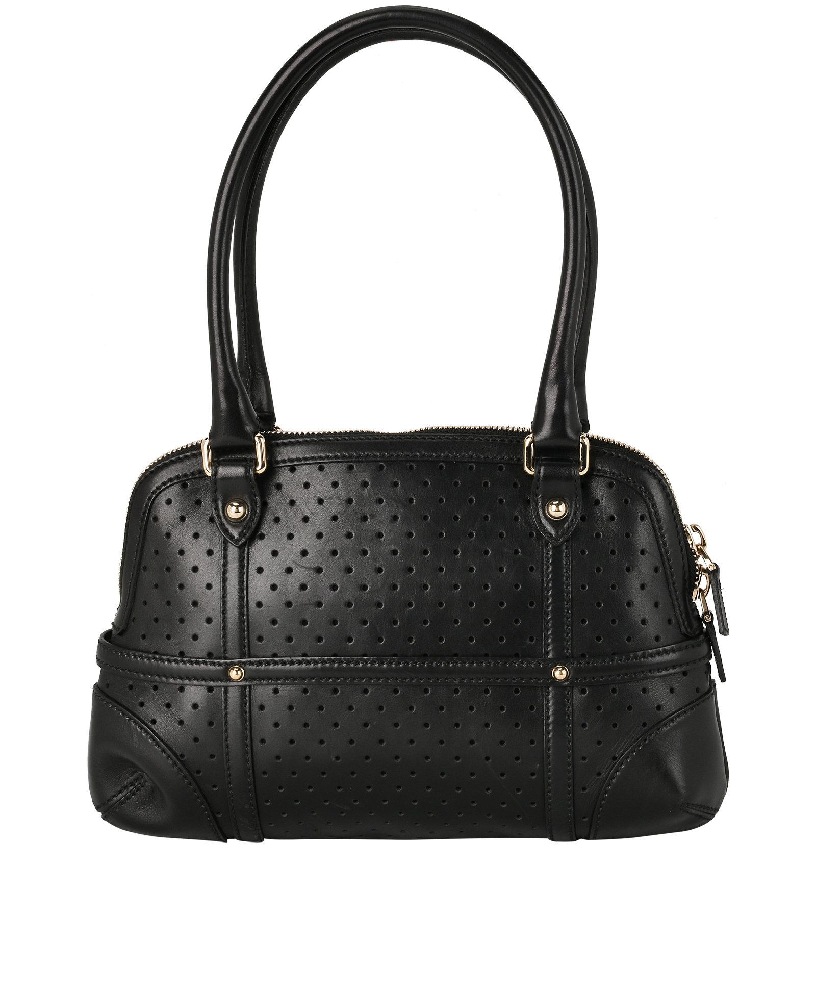 Interlocking G Perforated Shoulder Bag, &pound;250, Handbags, Black, Leather, Back view